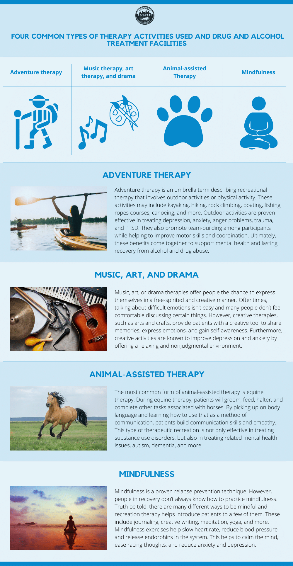 Four common types of therapy activities used and drug and alcohol treatment facilities