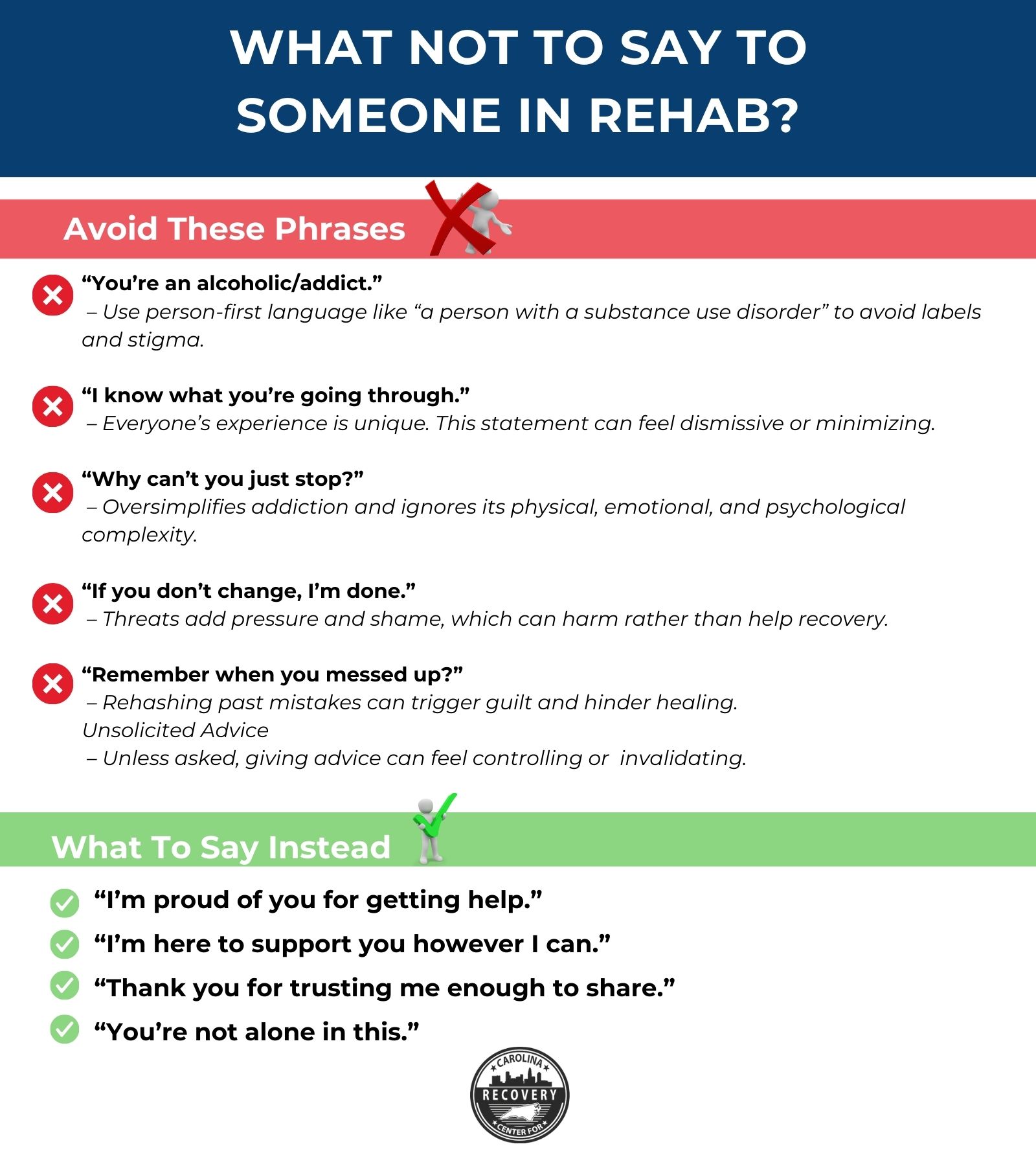 What Not To Say To Someone In Rehab