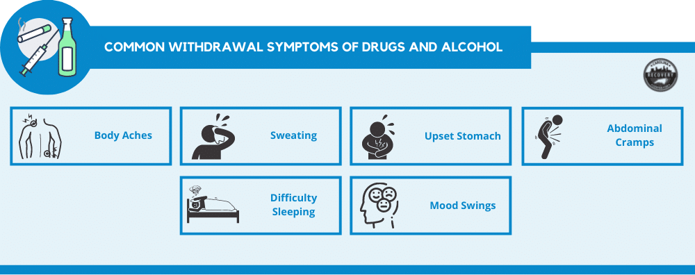 common withdrawal symptoms of drugs and alcohol